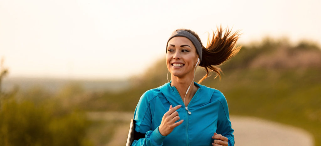 Woman runs outside